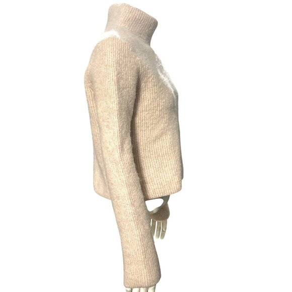 & Other Stories Beige Size Small Ribbed Alpaca Blend Crop Top Turtleneck Sweater - Picture 4 of 10